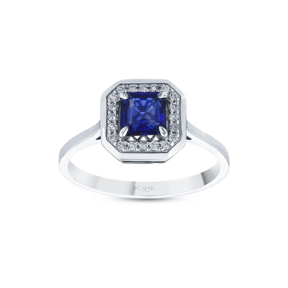 0.10 Karat Safir Taşlı Pırlanta Yüzük Capar Diamond