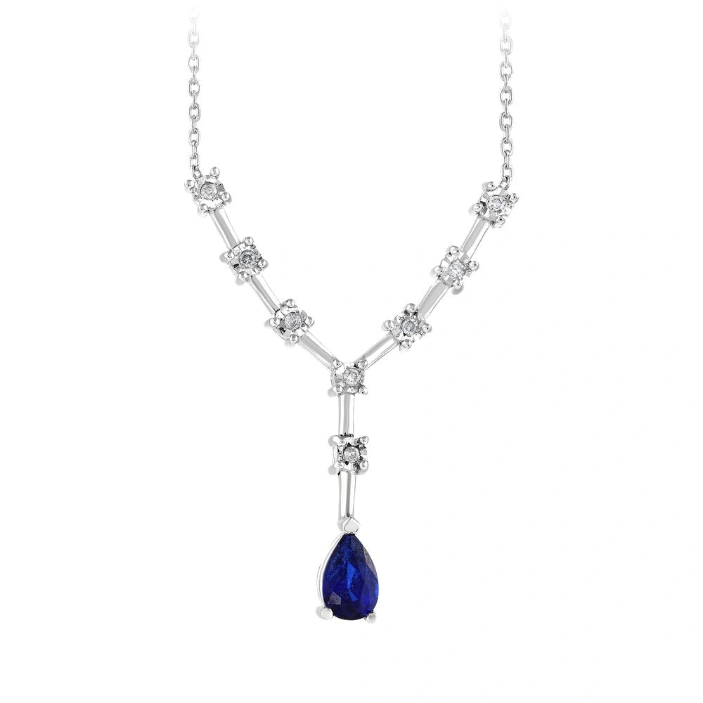 0.04 Karat Damla Safir Taşlı Pırlanta Kolye Capar