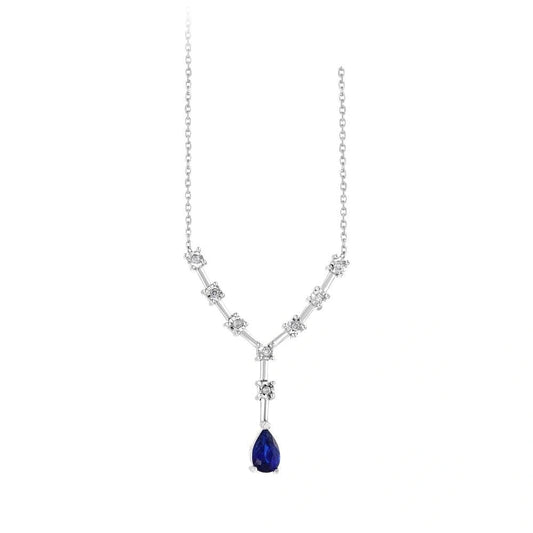 0.04 Karat Damla Safir Taşlı Pırlanta Kolye Capar