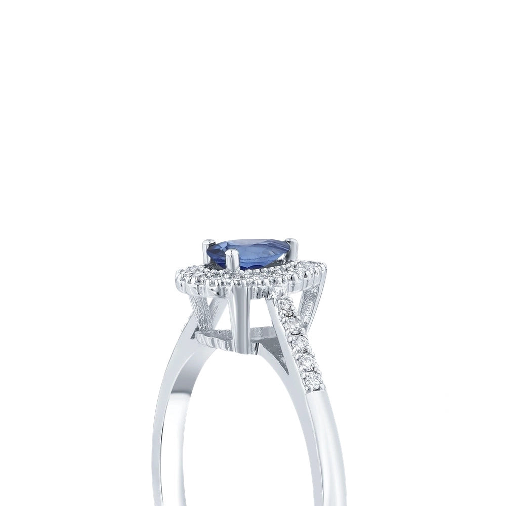 0.09 Karat Pırlanta Safir Taşlı Yüzük Capar Diamond