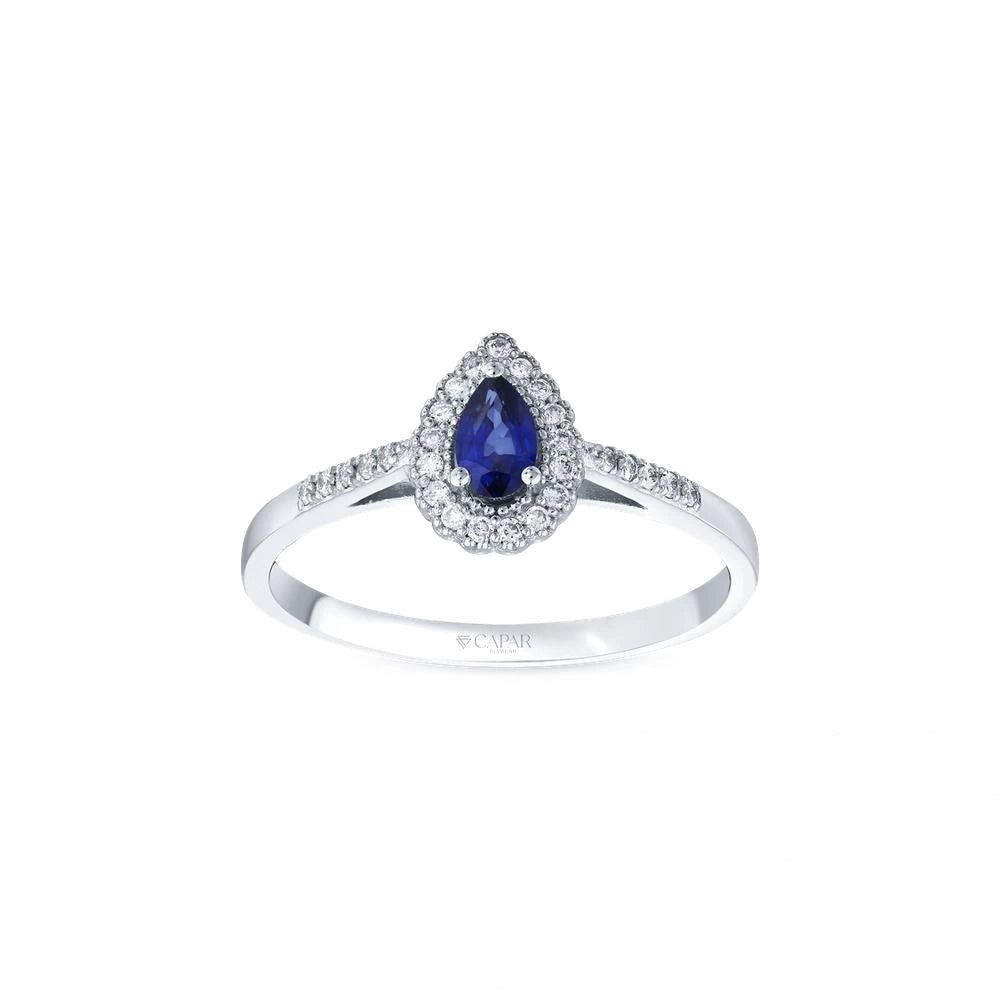 0.09 Karat Pırlanta Safir Taşlı Yüzük Capar Diamond