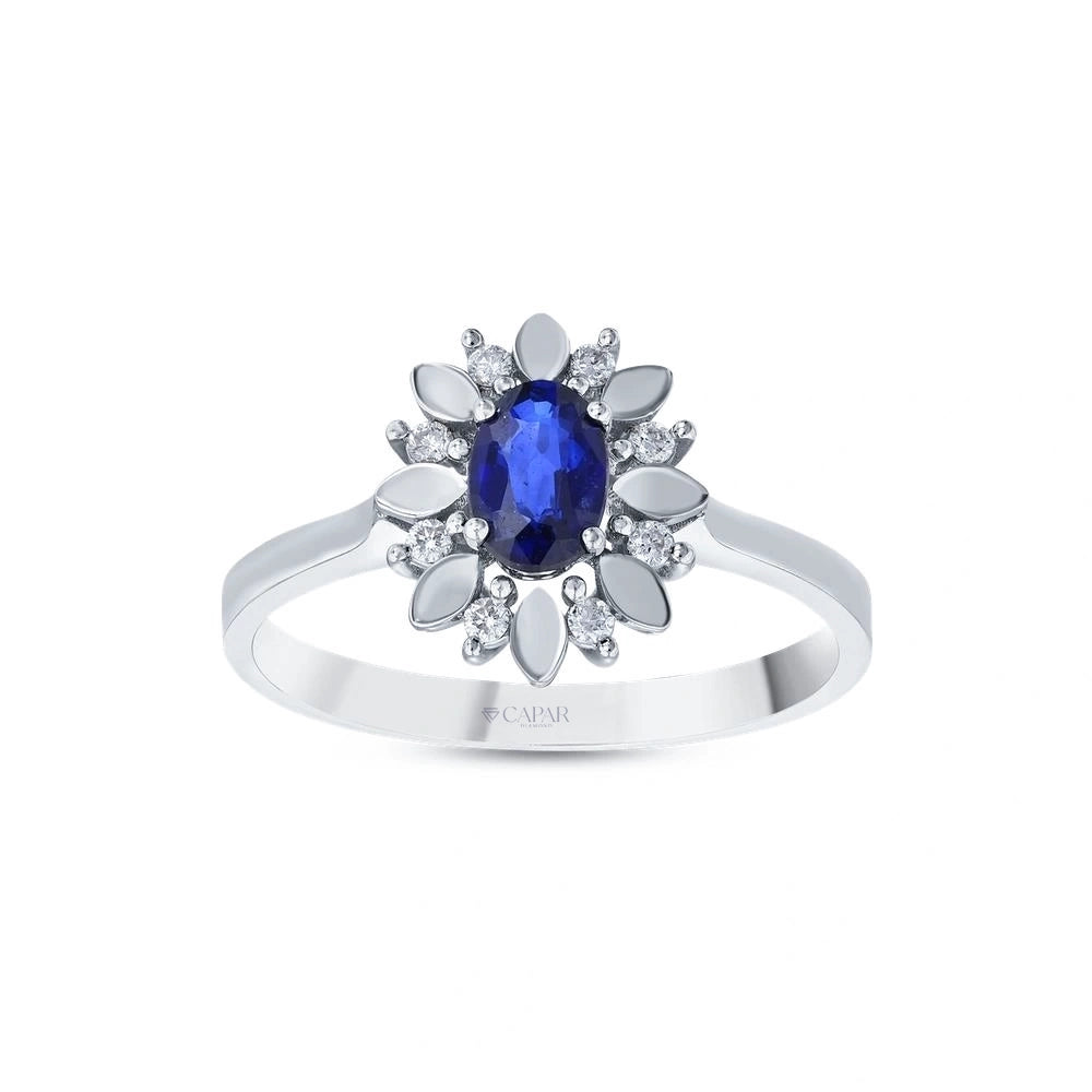 0.07 Karat Safir Taşlı Pırlanta Yüzük Capar Diamond