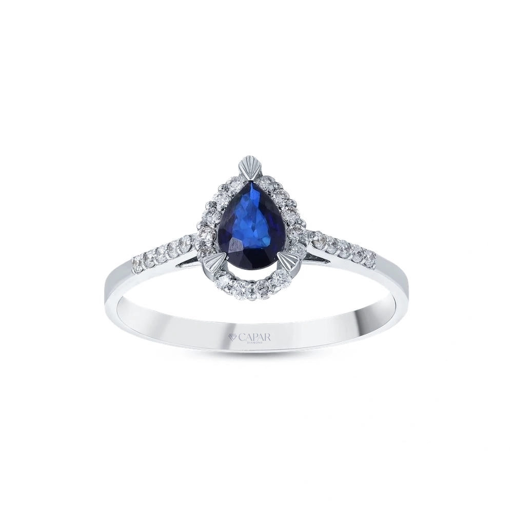 0.13 Karat Safir Taşlı Pırlanta Yüzük Capar Diamond