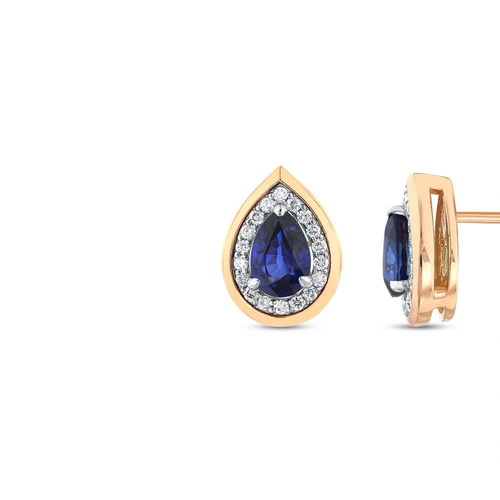 0.16 Karat Safir Taşlı Pırlanta Küpe Capar