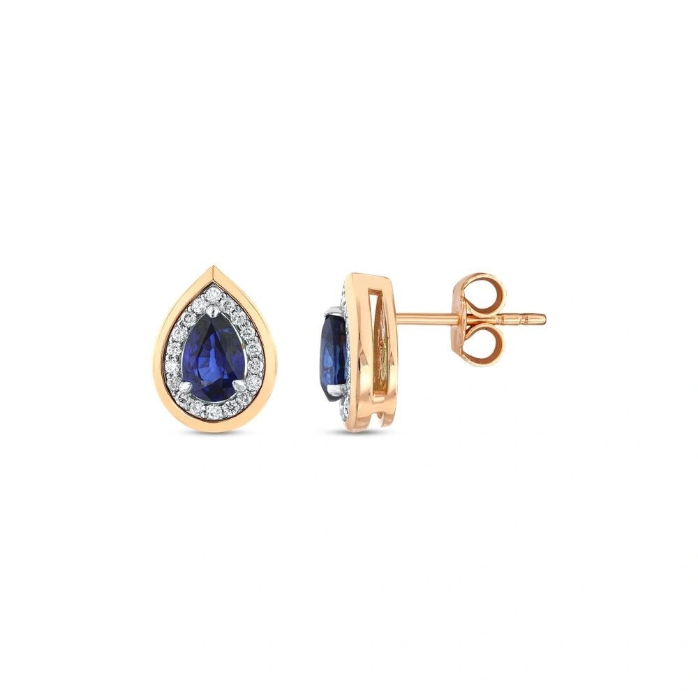 0.16 Karat Safir Taşlı Pırlanta Küpe Capar