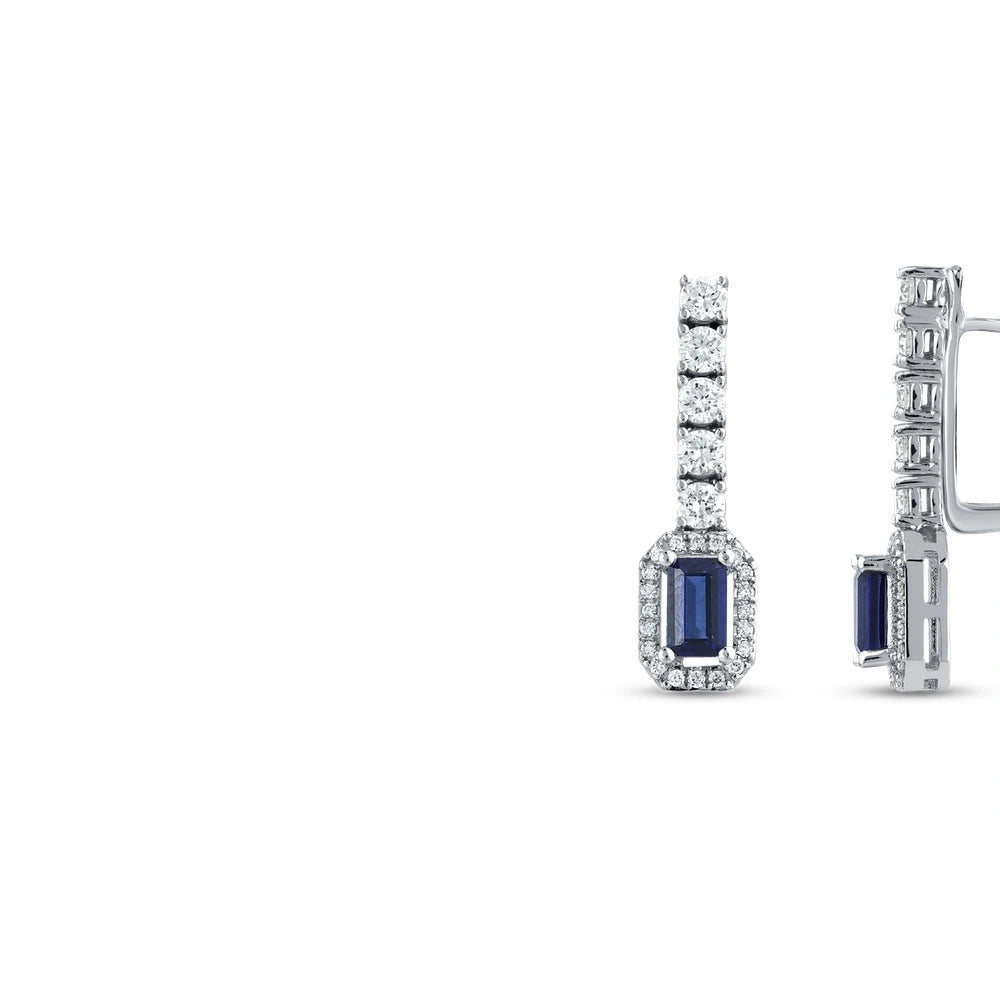 0.44 Karat Safir Taşlı Pırlanta Küpe Capar