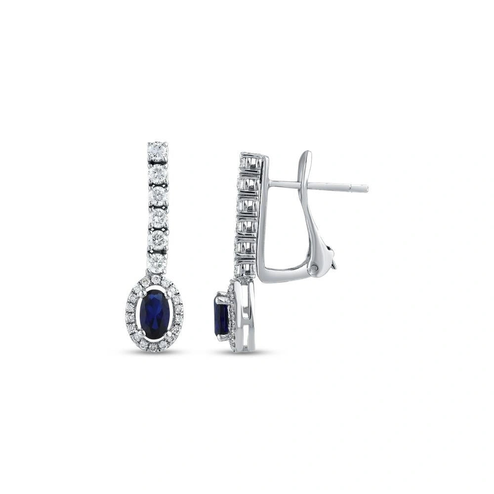 0.50 Karat Safir Taşlı Pırlanta Küpe Capar