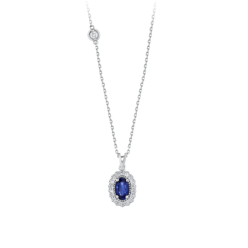 0.09 Karat Safir Taşlı Pırlanta Kolye Capar