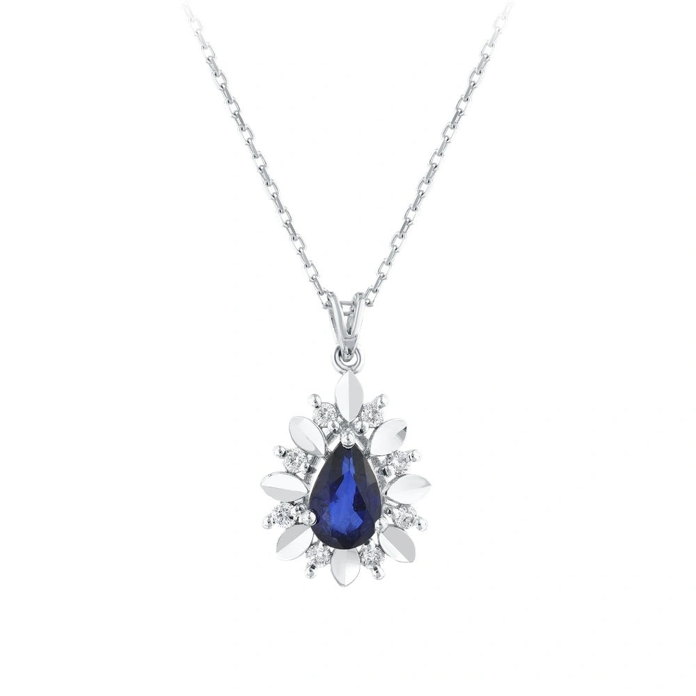 0.08 Karat Safir Taşlı Pırlanta Kolye Capar