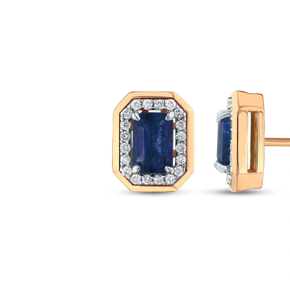 0.20 Karat Pırlanta Safir Taşlı Küpe Capar