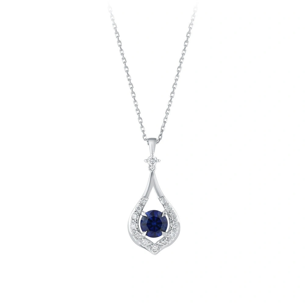 0.10 Karat Safir Taşlı Pırlanta Kolye Capar
