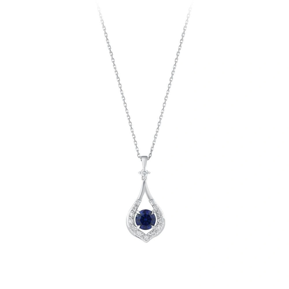 0.10 Karat Safir Taşlı Pırlanta Kolye Capar