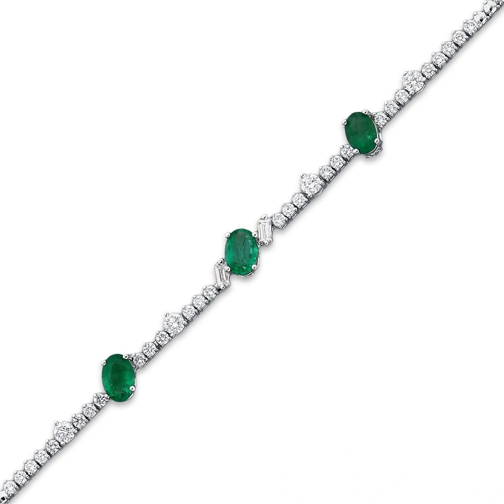 0.90 Karat Pırlanta Zümrüt Taşlı Bileklik Capar
