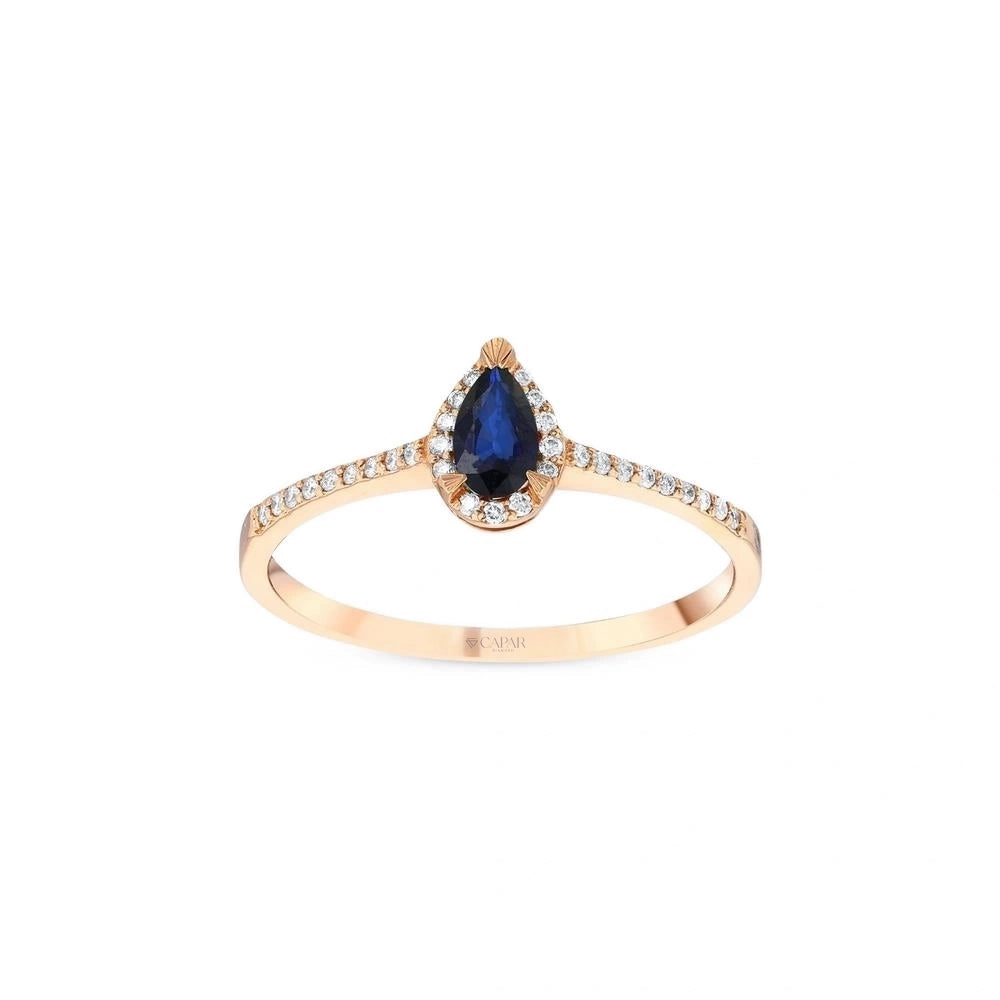 0.11 Karat Safir Taşlı Pırlanta Yüzük Capar Diamond