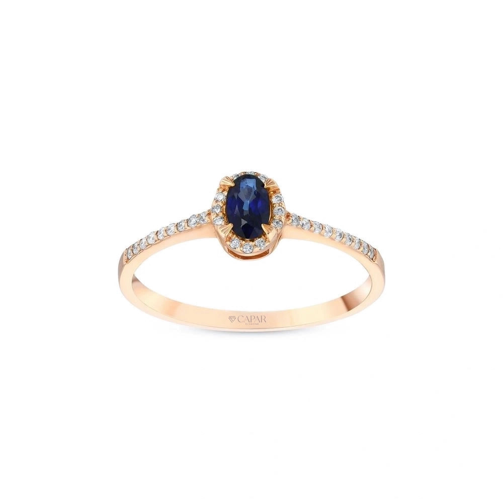 0.10 Karat Safir Taşlı Pırlanta Yüzük Capar Diamond