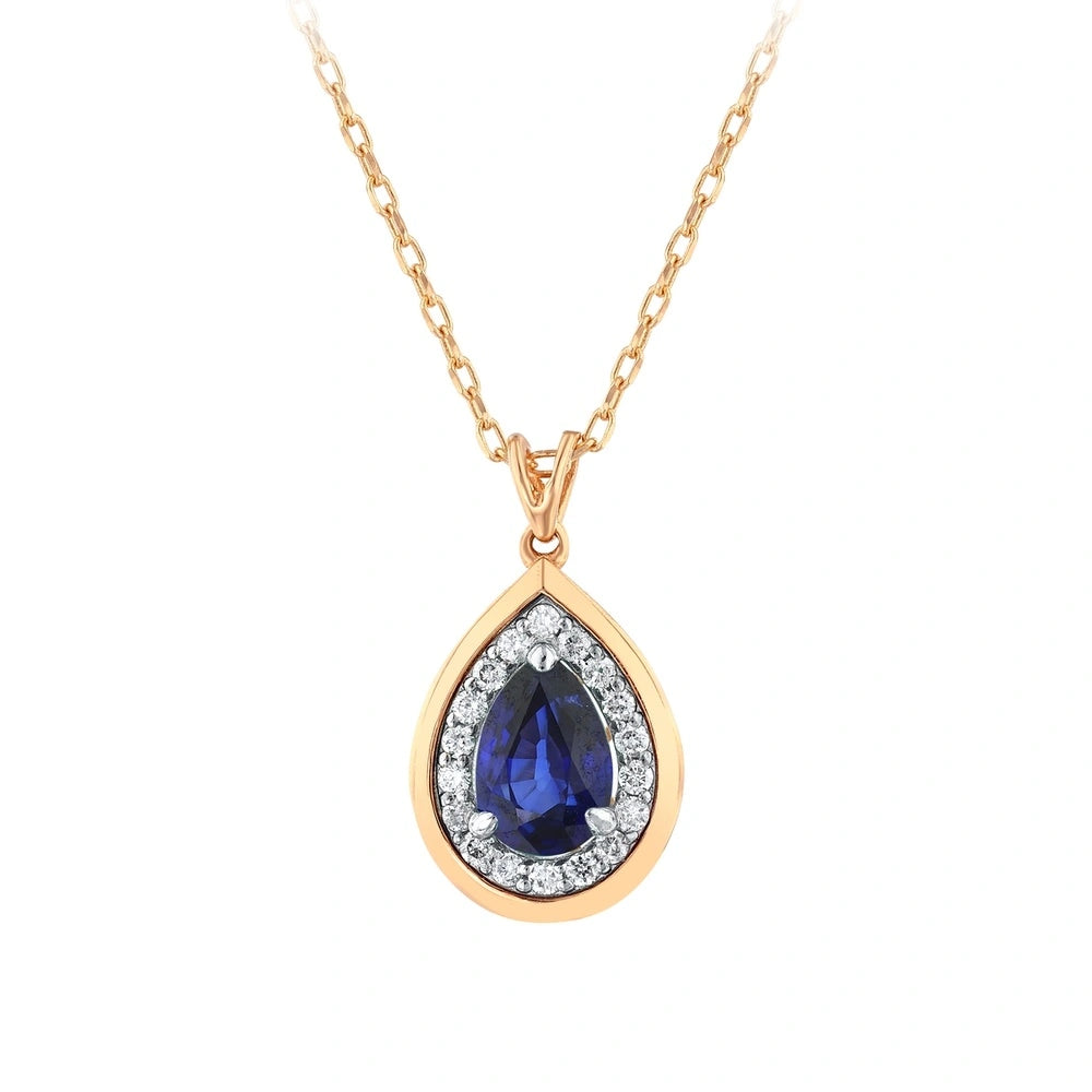 0.10 Karat Safir Taşlı Pırlanta Kolye Capar