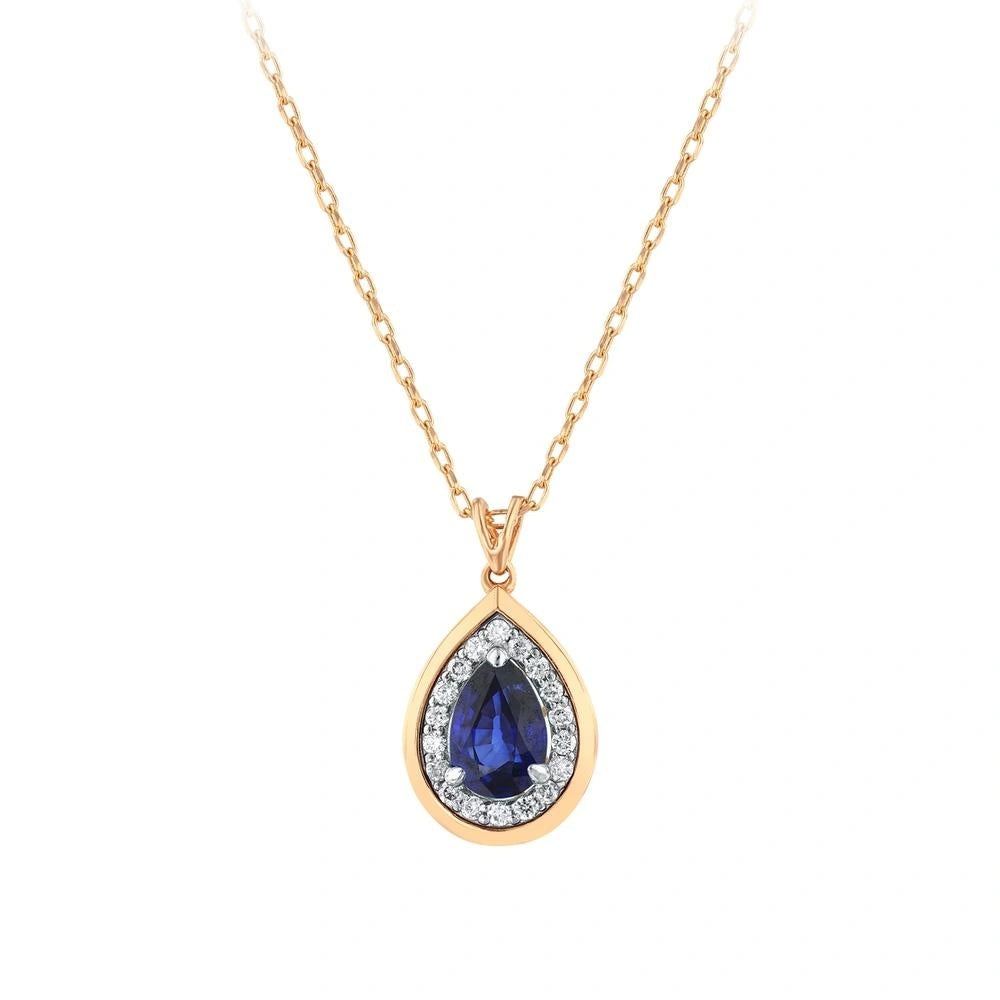 0.10 Karat Safir Taşlı Pırlanta Kolye Capar