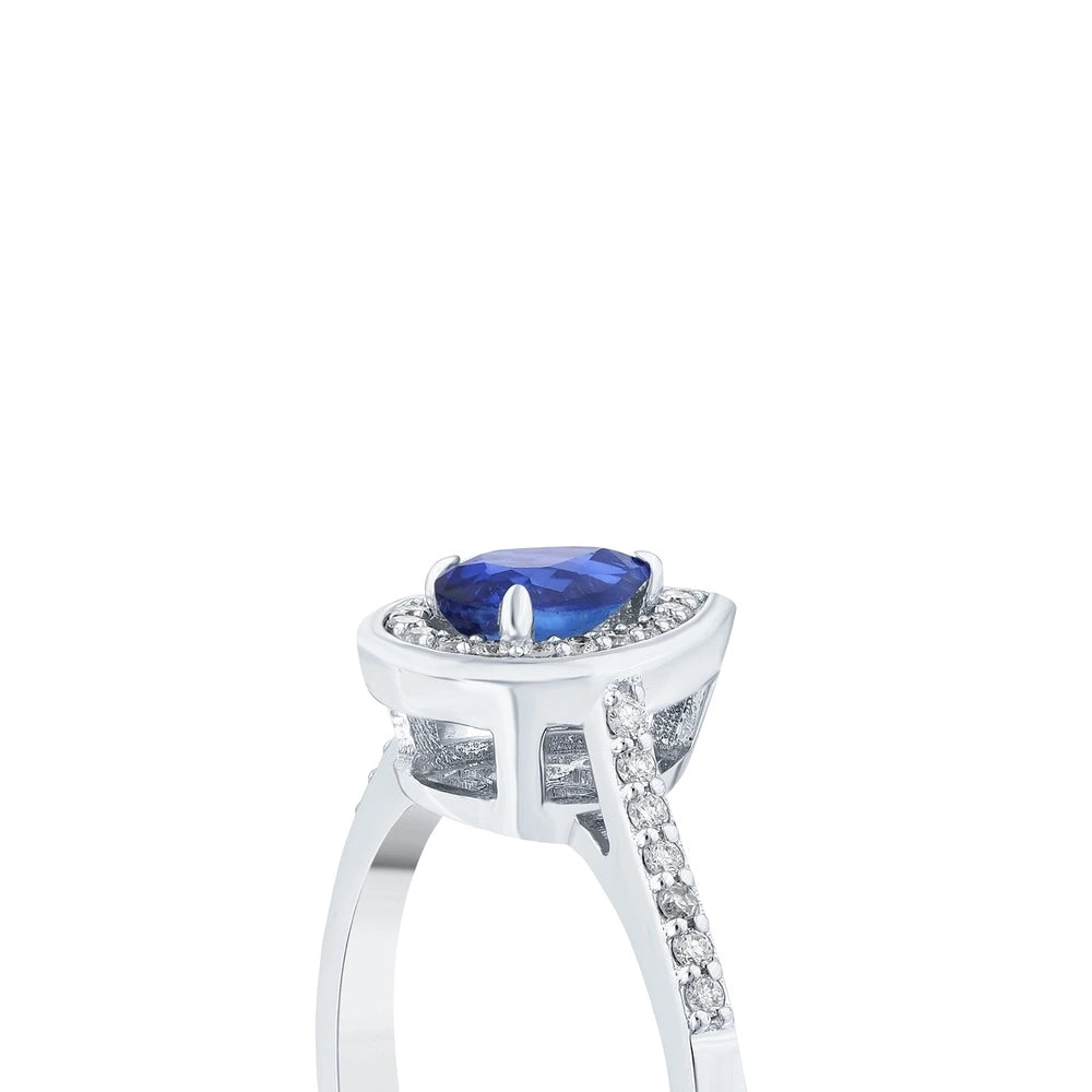 0.18 Karat Safir Taşlı Pırlanta Yüzük Capar Diamond