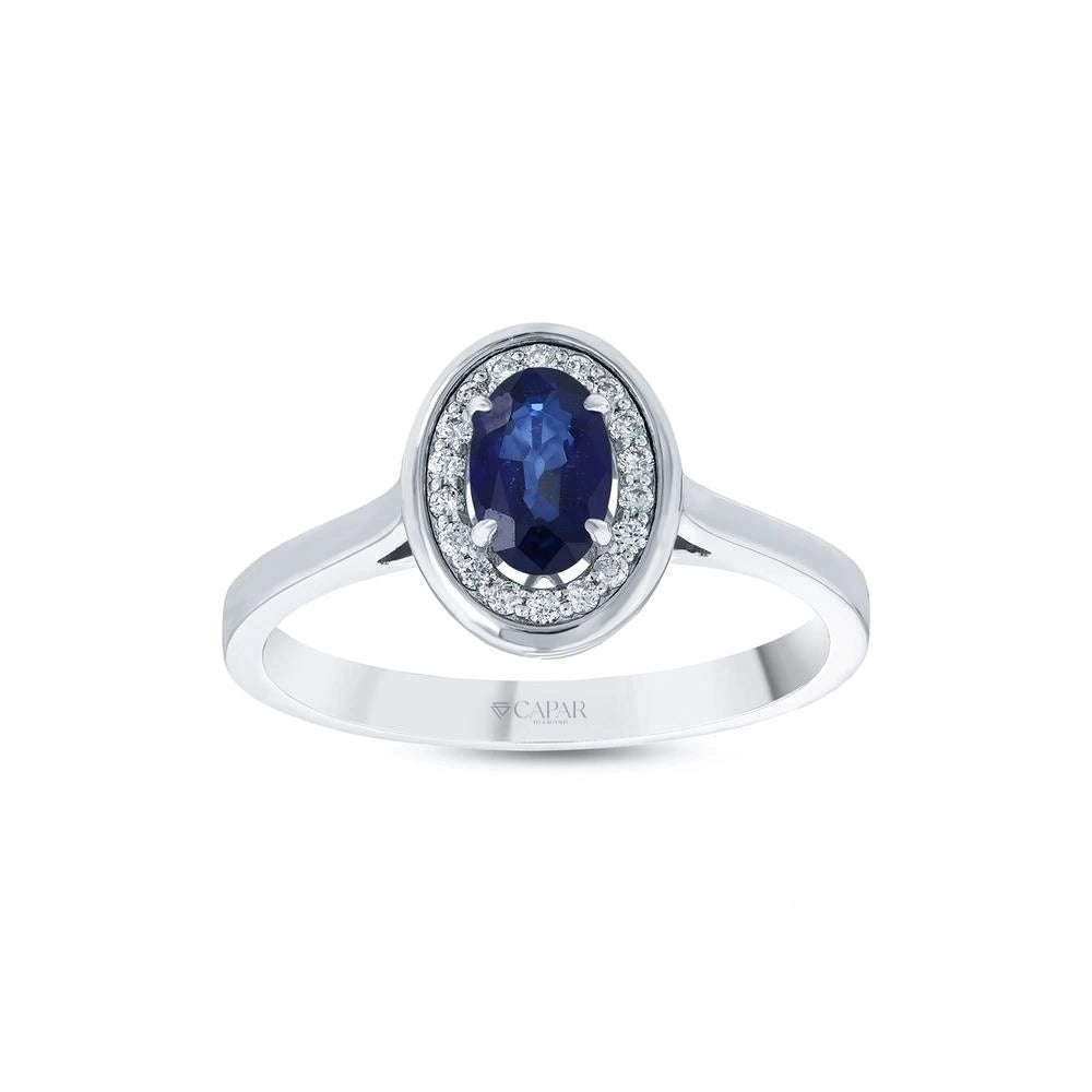 0.10 Karat Safir Taşlı Pırlanta Yüzük Capar Diamond