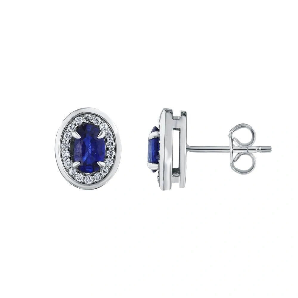 0.19 Karat Safir Taşlı Pırlanta Küpe Capar