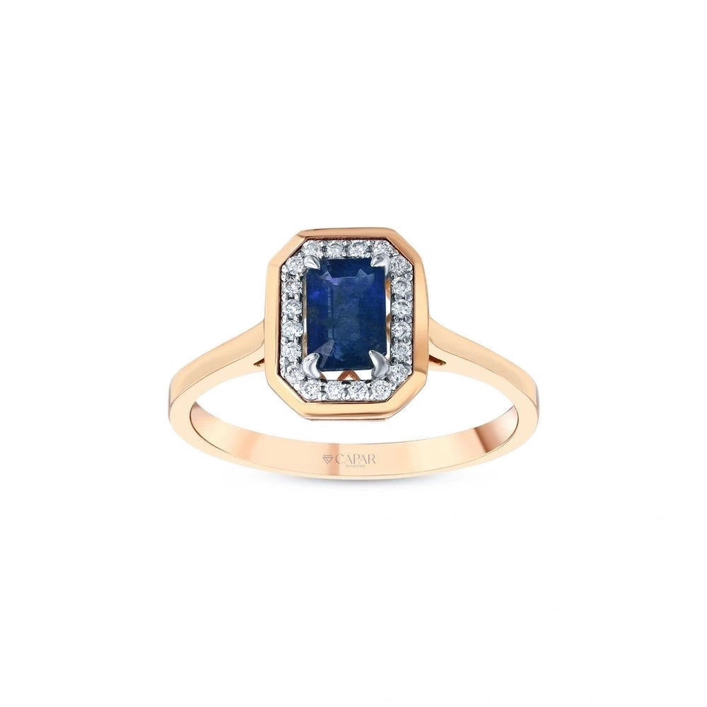 0.07 Karat Pırlanta Safir Taşlı Yüzük Capar Diamond