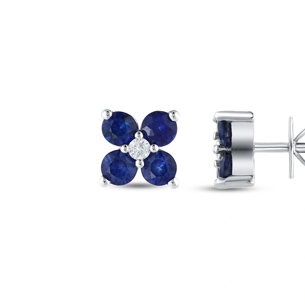 0.06 Karat Safir Taşlı Pırlanta Küpe Capar