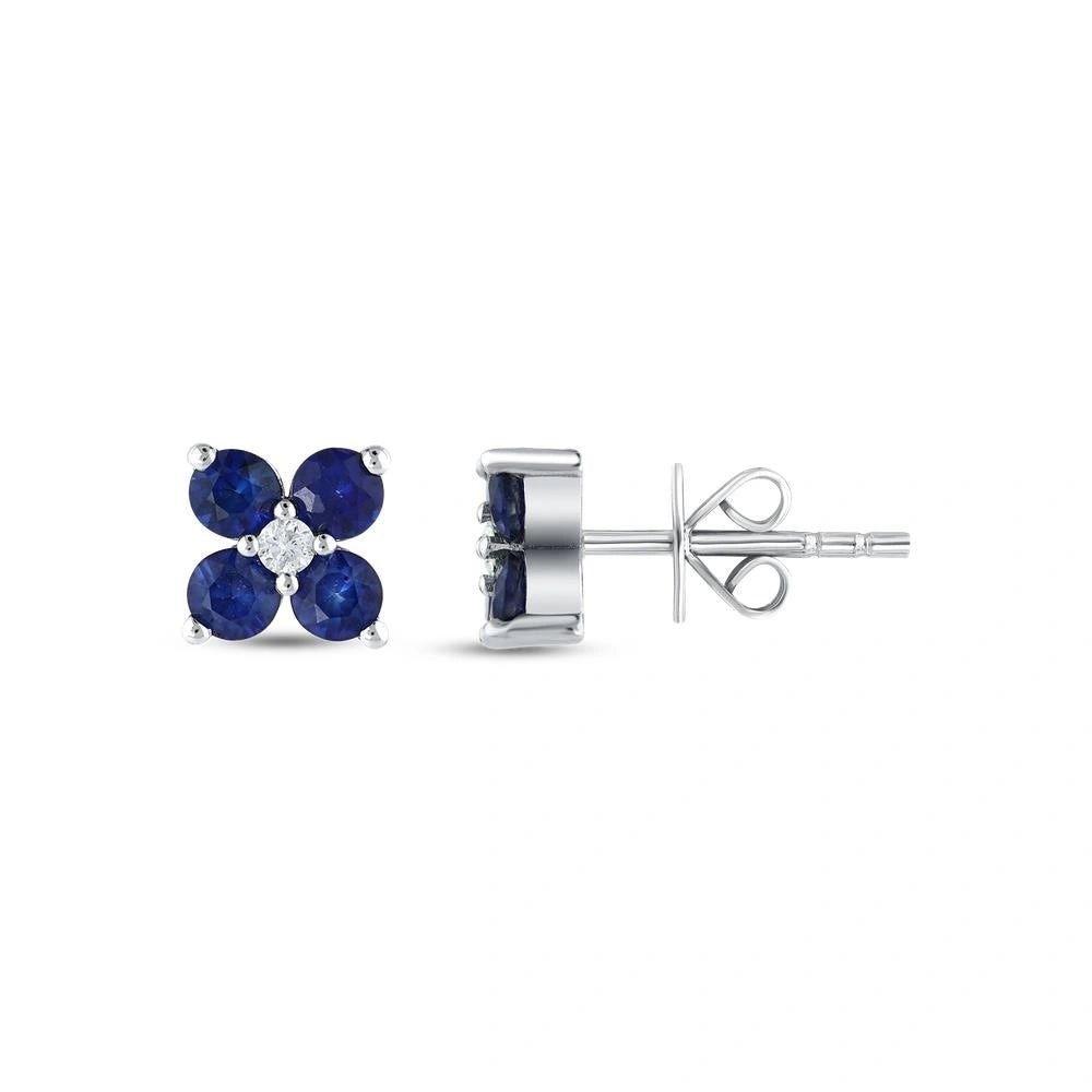 0.06 Karat Safir Taşlı Pırlanta Küpe Capar