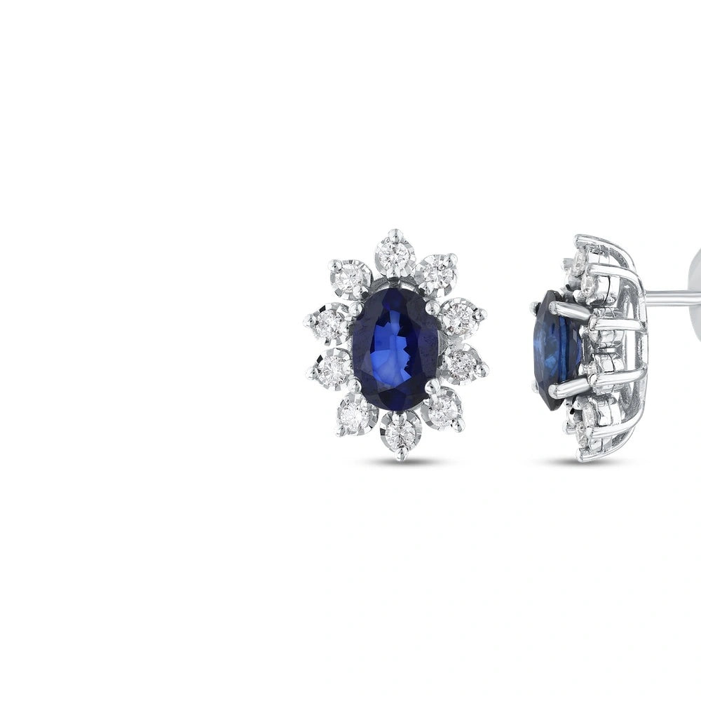 0.25 Karat Pırlanta Safir Taşlı Küpe Capar