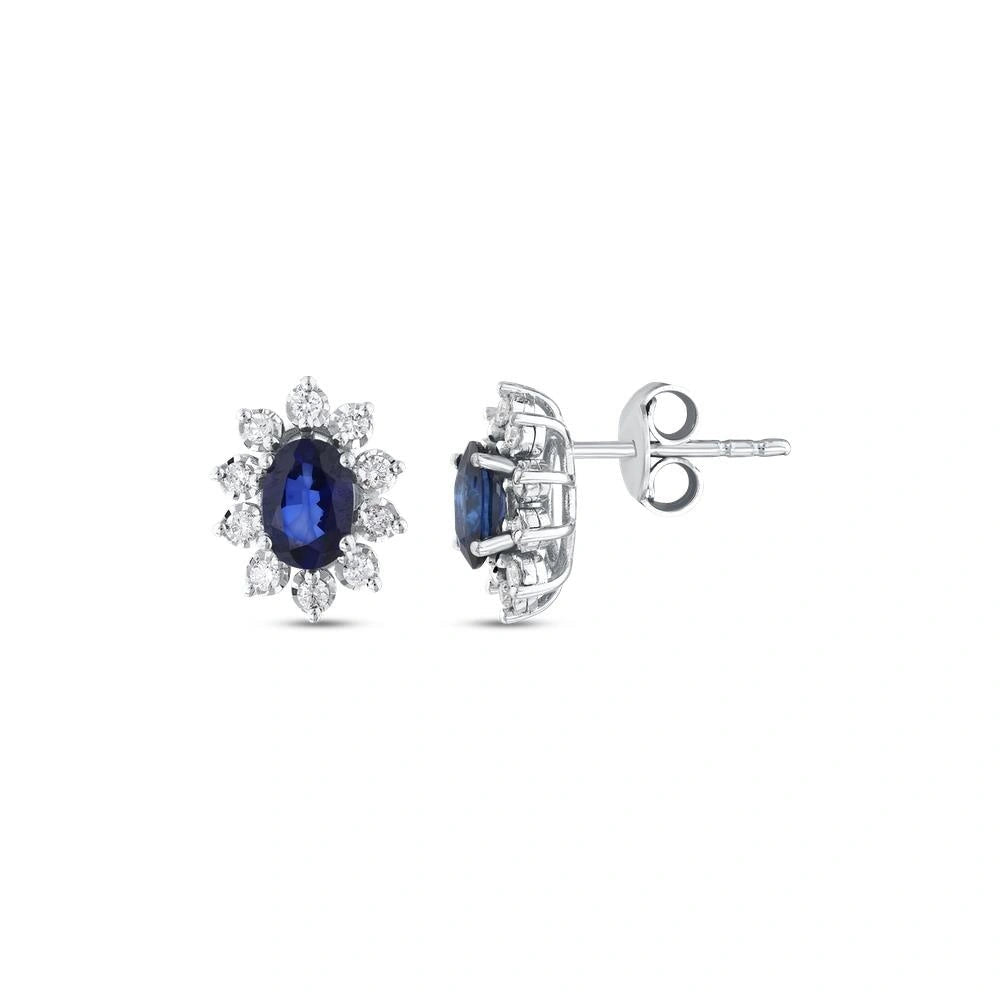 0.25 Karat Pırlanta Safir Taşlı Küpe Capar