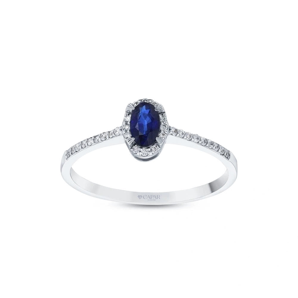 0.10 Karat Safir Taşlı Pırlanta Yüzük Capar Diamond
