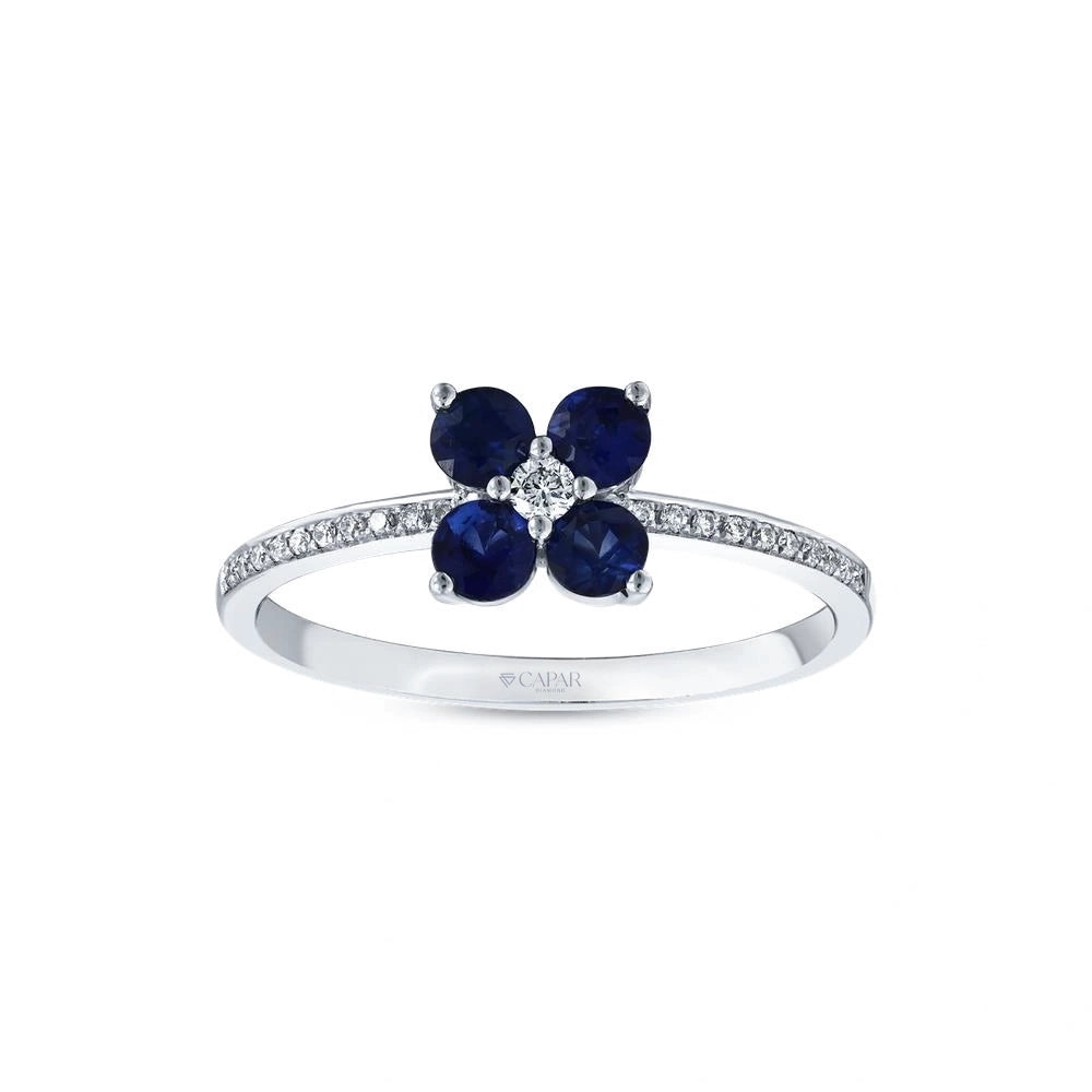 0.08 Karat Safir Taşlı Pırlanta Yüzük Capar Diamond