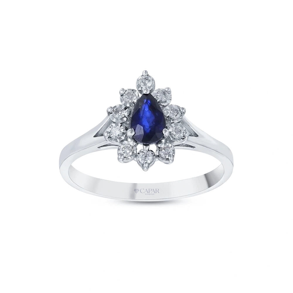 0.12 Karat Safir Taşlı Pırlanta Yüzük Capar Diamond