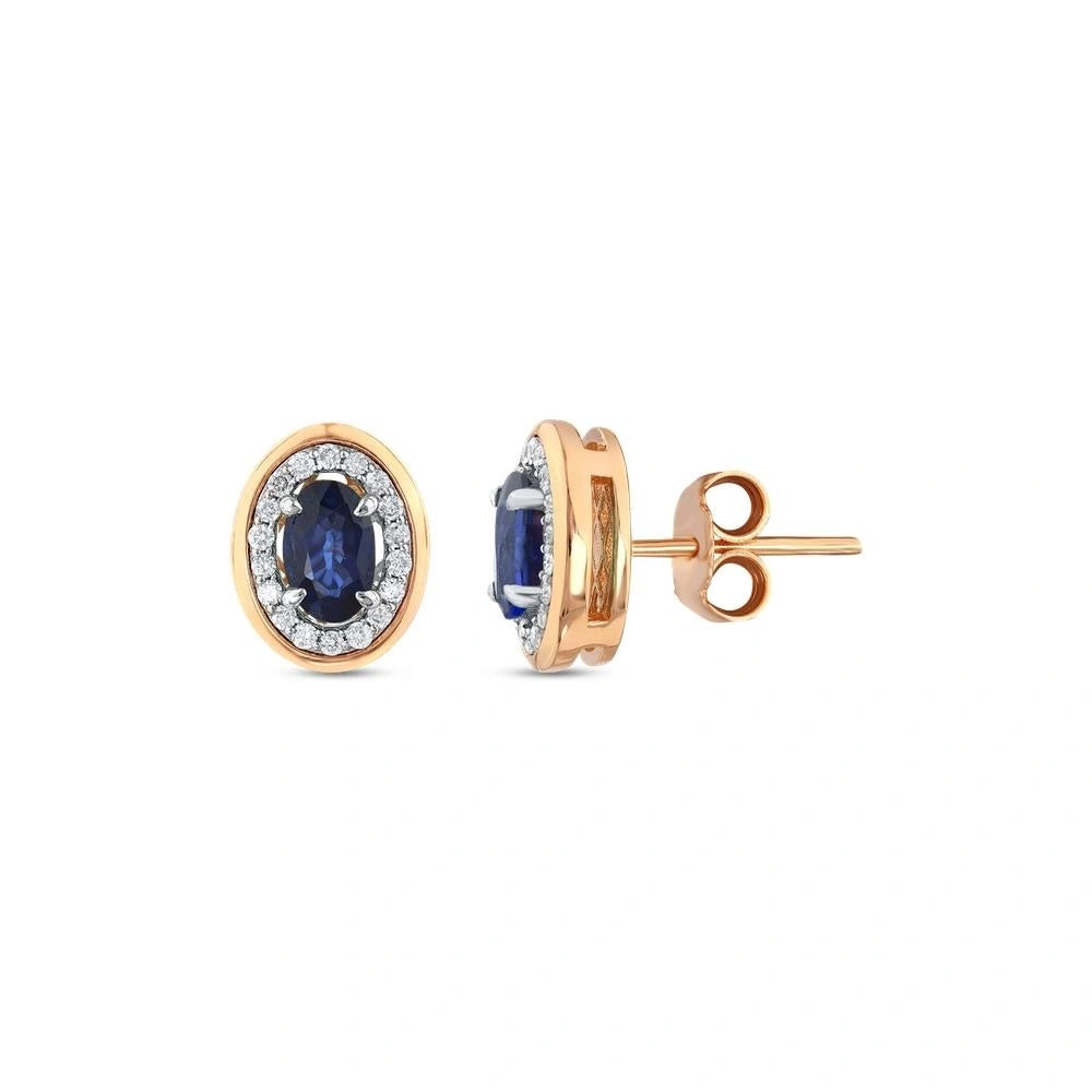 0.16 Karat Safir Taşlı Pırlanta Küpe Capar