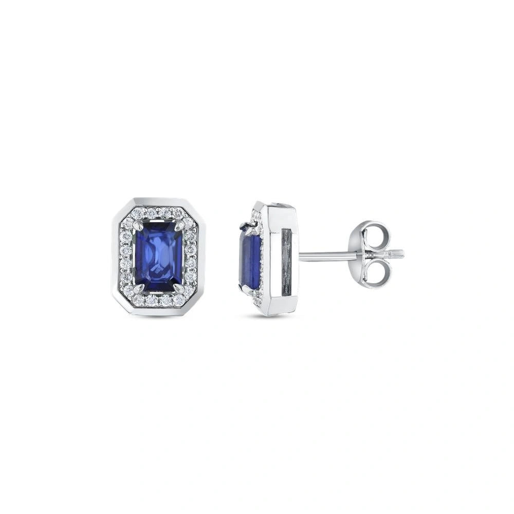 0.20 Karat Safir Taşlı Pırlanta Küpe Capar