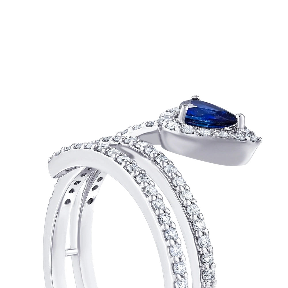 0.30 Karat Pırlanta Safir Taşlı Fantezi Yüzük Capar Diamond
