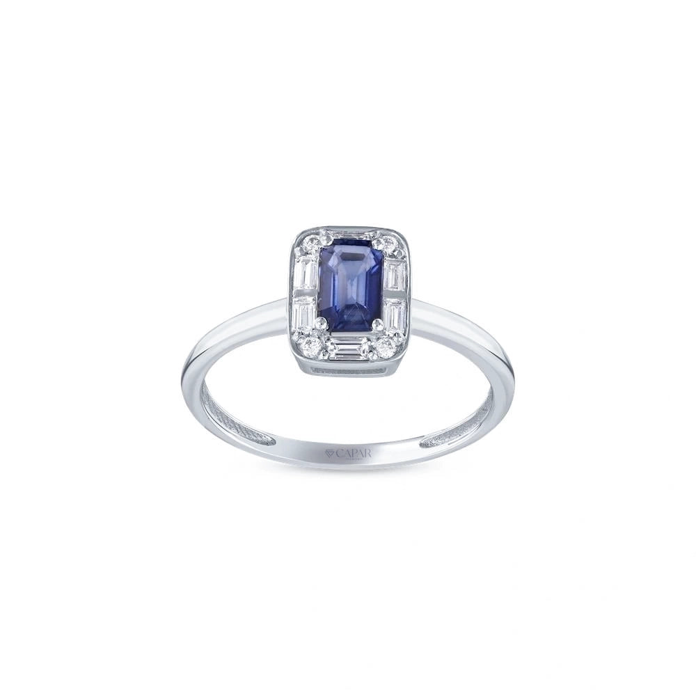 0.18 Karat Pırlanta Safir Taşlı Yüzük Capar Diamond