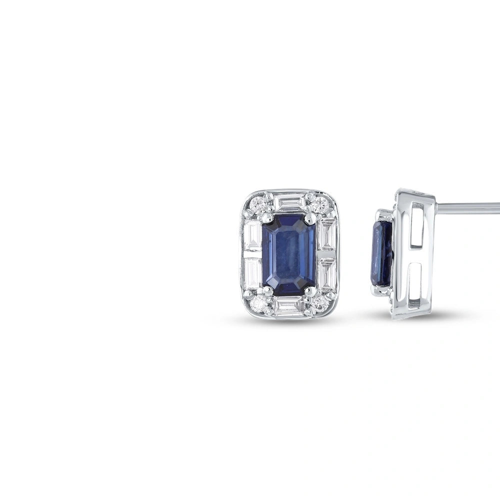 0.36 Karat Pırlanta Safir Taşlı Küpe Capar
