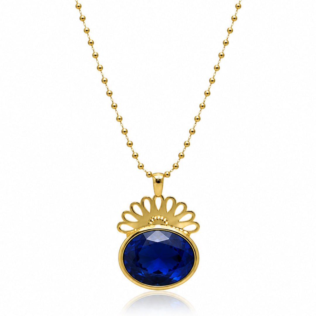 Oval kesim safir damla kolye Capar