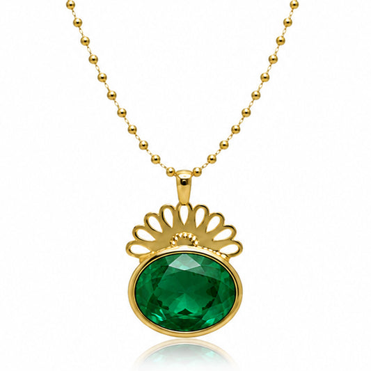 Oval kesim zümrüt damla kolye Capar Diamond